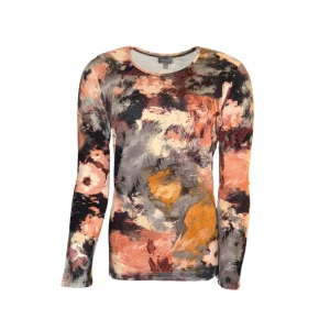 Marinello Shirt Bloem Herfstkleuren Grijs Terra