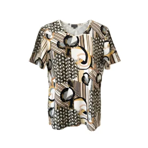 Marinello T-Shirt Met Cirkel Print Khaki Zalm