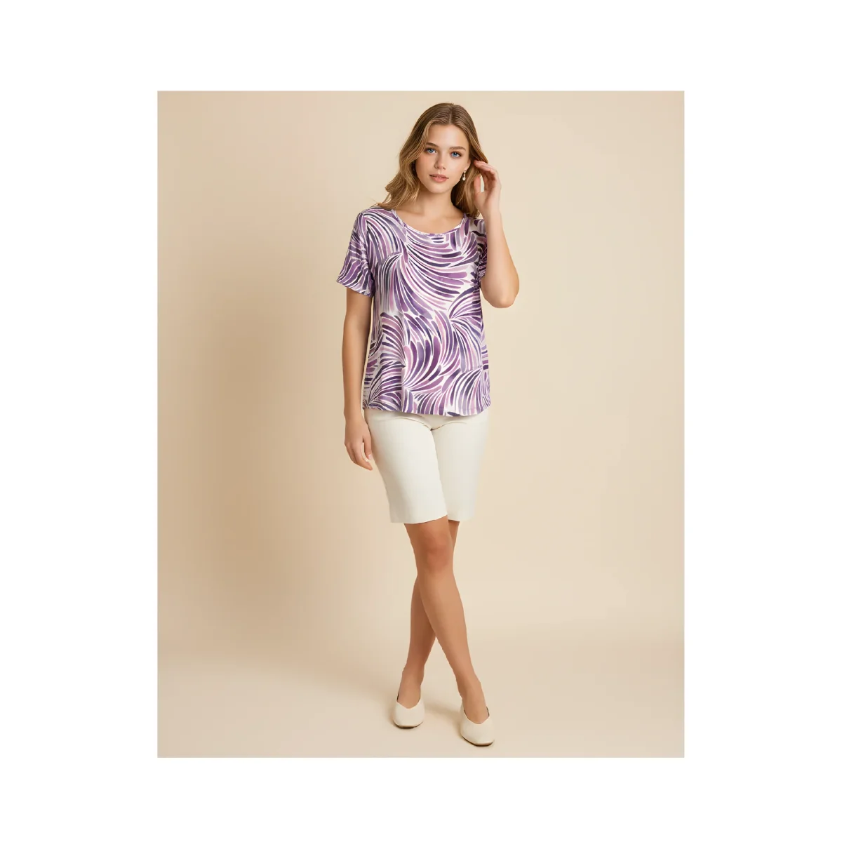 Marinello T-Shirt Met Ronde Hals En Korte Mouwen Lila Paars