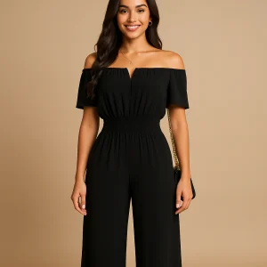 Off-shoulder geplooide jumpsuit voor dames | Milou