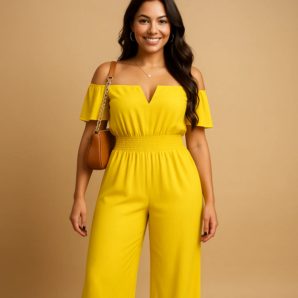 Off-shoulder geplooide jumpsuit voor dames | Milou - Afbeelding 7