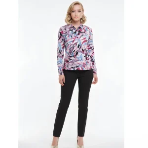 Polo Shirt Met Bladeren Dessin Roze Blauw