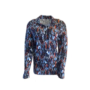 Poloshirt Bloem Zwart Blauw Rood