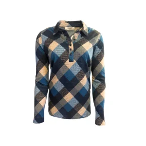 Sensia Poloshirt Ruit Petrol Herfstcollectie