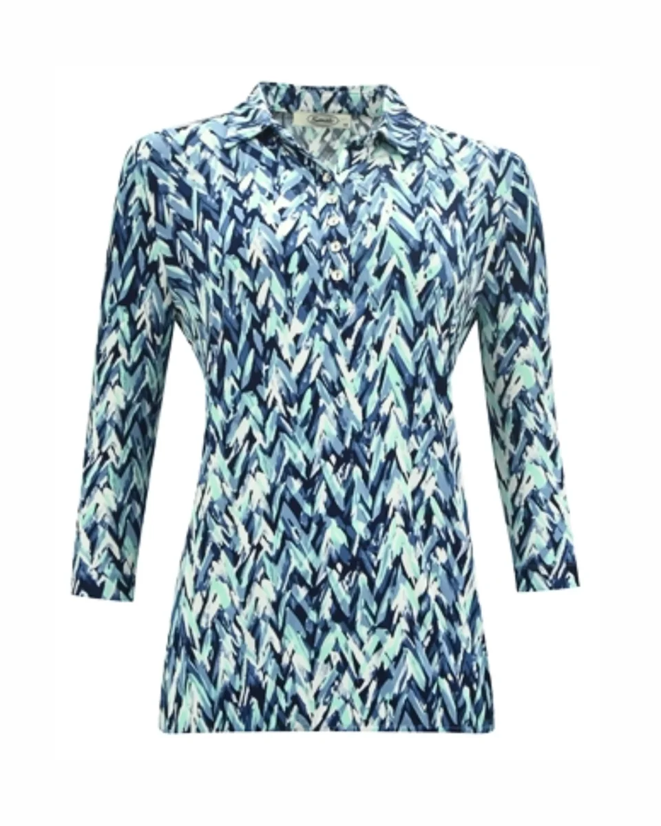 Sensia Blouson Shirt 3/4 Blauw Mint - Afbeelding 2