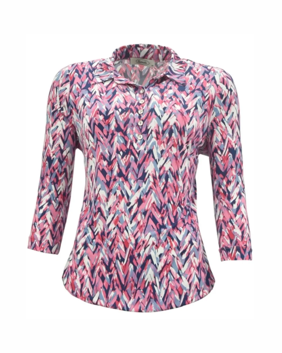 Sensia Blouson Shirt 3/4 Fuchsia Blauw