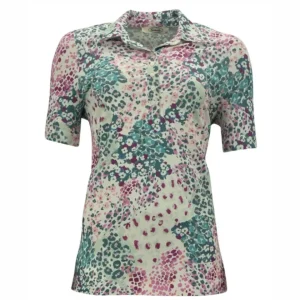 Sensia Poloshirt Bloementjes Groen Roze
