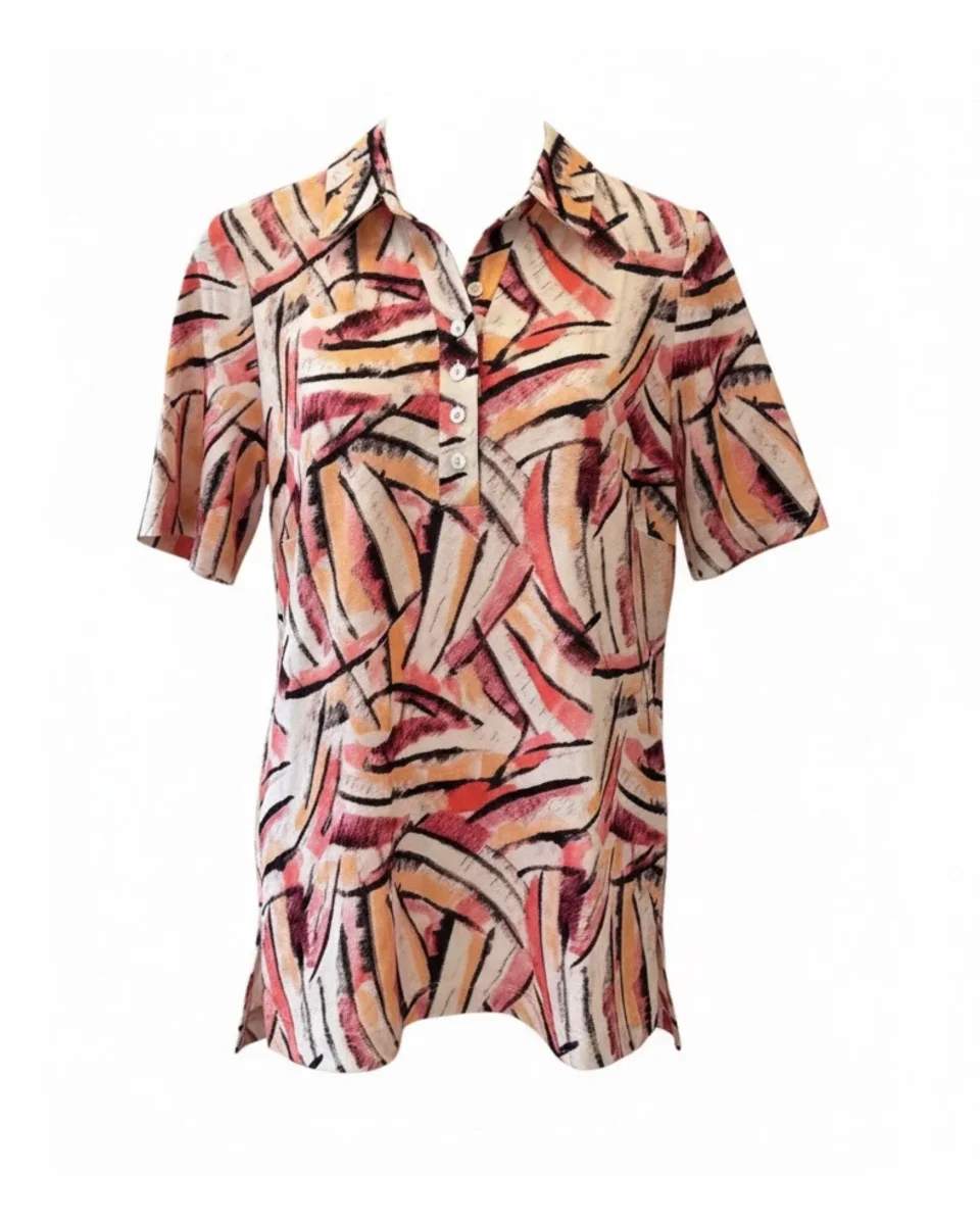 Sensia Poloshirt Dessin Koraal Roze Zwart - Afbeelding 3