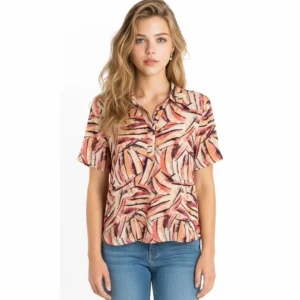 Sensia Poloshirt Dessin Koraal Roze Zwart