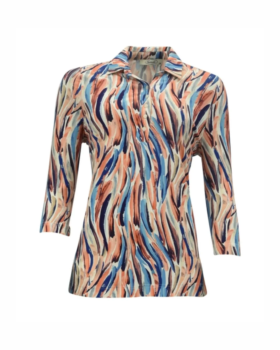 Sensia Poloshirt Driekwart Mouw Koraal Blue