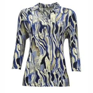 Sensia Poloshirt Driekwart Mouw kobaltblauw Zand