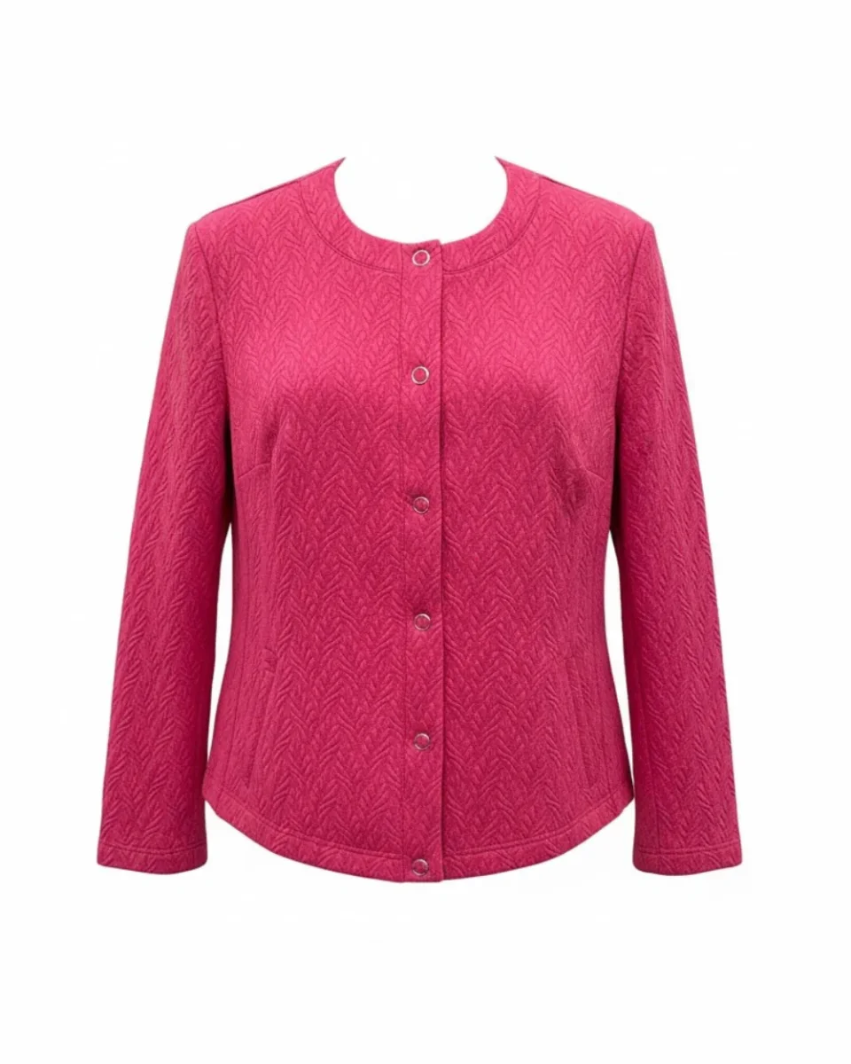 Sensia Vestjasje Risana Vest met Structuur Knopen Fuchsia - Afbeelding 4
