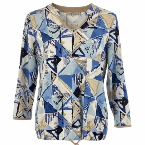 Sensia Shirt 3/4 Mouw Dessin Blauw Beige