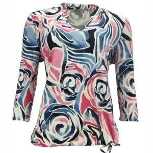 Sensia Shirt 3/4 Mouw Dessin Blauw Roze Marine
