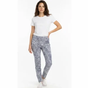 Sensia Stretch Broek Model Patti Blauw Wit