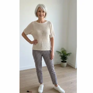 Sensia Stretch Broek Model Pita 7/8 Zand Zwart