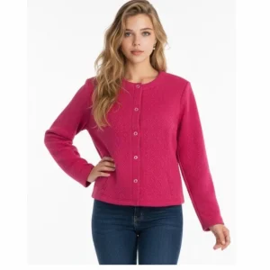 Sensia Vestjasje Risana Vest met Structuur Knopen Fuchsia