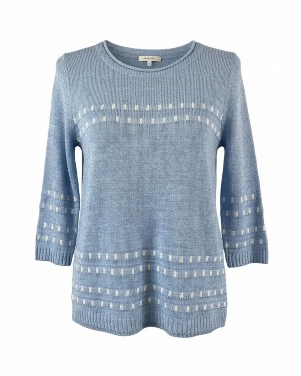 Zomertruitje Blauw Driekwart Met Witte Stip - Afbeelding 3