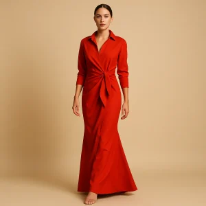 A-lijn lentejurk met V-hals en halflange mouwen voor dames | Elin