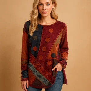 Boho off-shoulder top met etnische print voor dames | Elvira