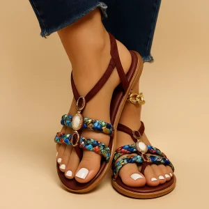 Boho sandalen met pareldetails voor dames | Yara