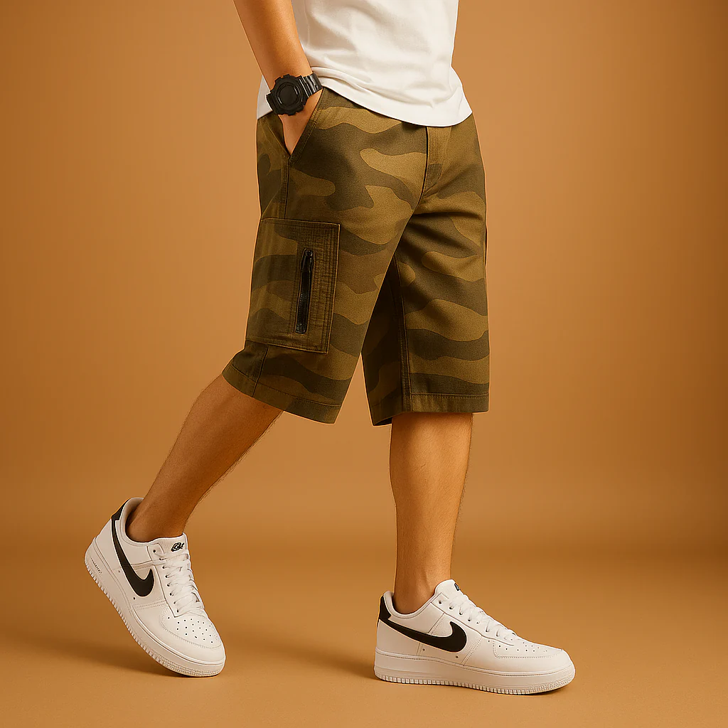Joris | Camouflage cargo shorts met zakken voor heren