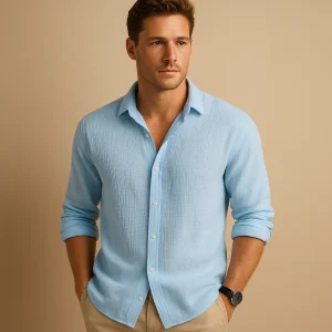 Casual button-down overhemd met opstaande kraag voor heren | Daan