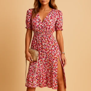 Nina | Casual maxi-jurk met split en V-hals voor dames