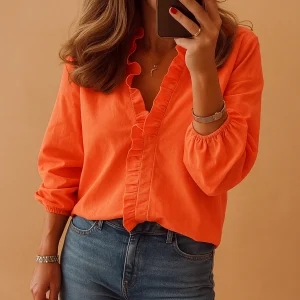 Blouse met ruches dames voor werk en casual outfits | Elise