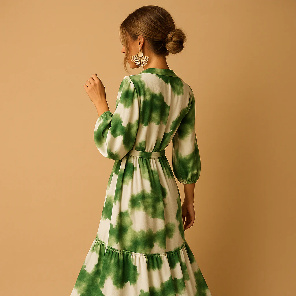 Maxi-jurk met V-hals en lange mouwen voor dames | Nadine - Afbeelding 4