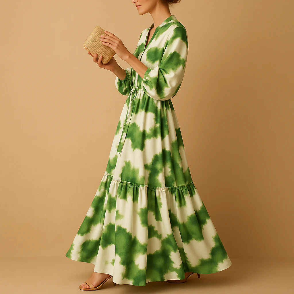 Maxi-jurk met V-hals en lange mouwen voor dames | Nadine - Afbeelding 3