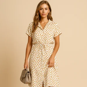 Elegante midi-jurk met korte mouwen voor dames | Clara