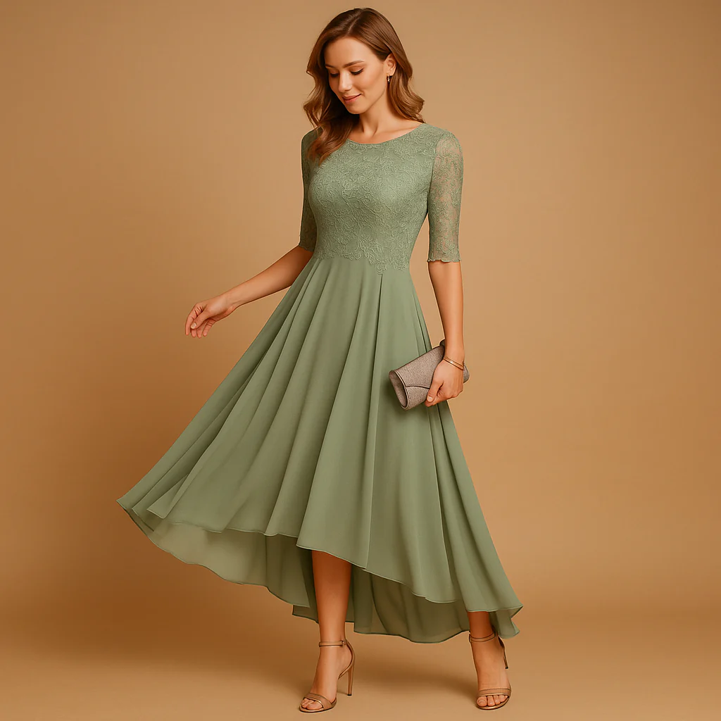 Feestjurk met kanten details en flatterende pasvorm voor dames | Milou - Afbeelding 3