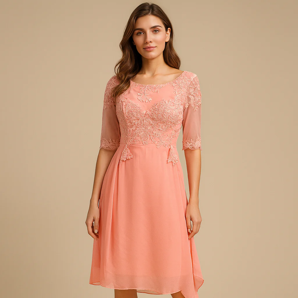 Feestjurk met kanten details en flatterende pasvorm voor dames | Milou - Afbeelding 2