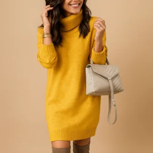 Femke | Gebreide midi-jurk met elegante herfststijl voor dames