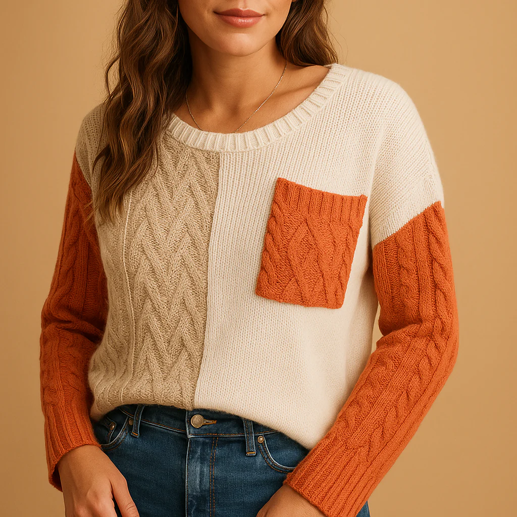 Gebreide damestrui met kabelpatroon en zakdetail | Yara - Afbeelding 6
