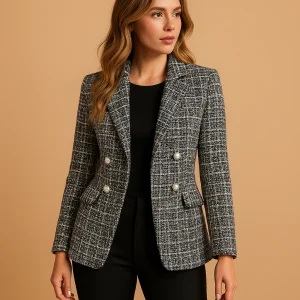 Geruite blazer met getailleerde pasvorm voor dames | Mirte