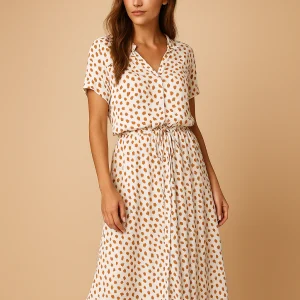 Gestipte midi-jurk van katoenmix voor dames | Tess