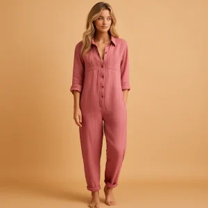 Getailleerde jumpsuit met polokraag voor dames | Asha
