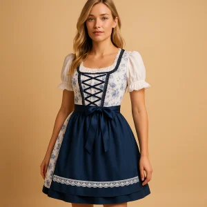 Kanten dirndl jurk met schort voor dames | Ilse