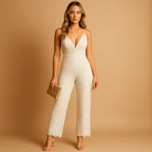 Kanten jumpsuit met V-hals voor dames | Milou