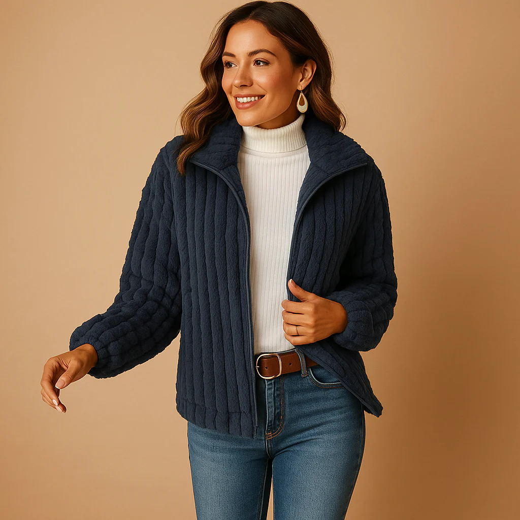 Lang fleece damesvest met kraag | Eveline - Afbeelding 4