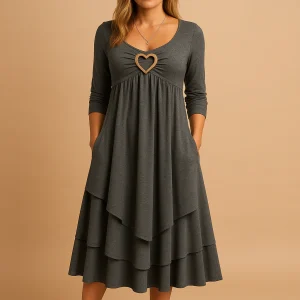 Lange A-lijn jurk met zakken voor dames | Loïs