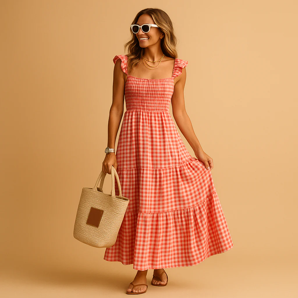 Lange mouwloze zomerjurk met elegante pasvorm voor dames | Merel - Afbeelding 4