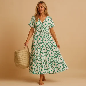 Luchtige zomerjurk met korte mouwen voor dames | Hannah