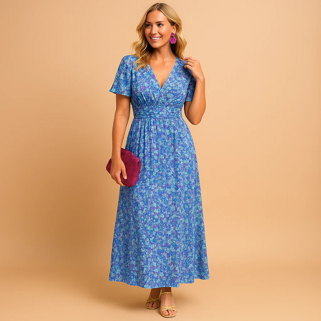 Maxi zomerjurk met V-hals en bloemenprint voor dames | Isabella - Afbeelding 5