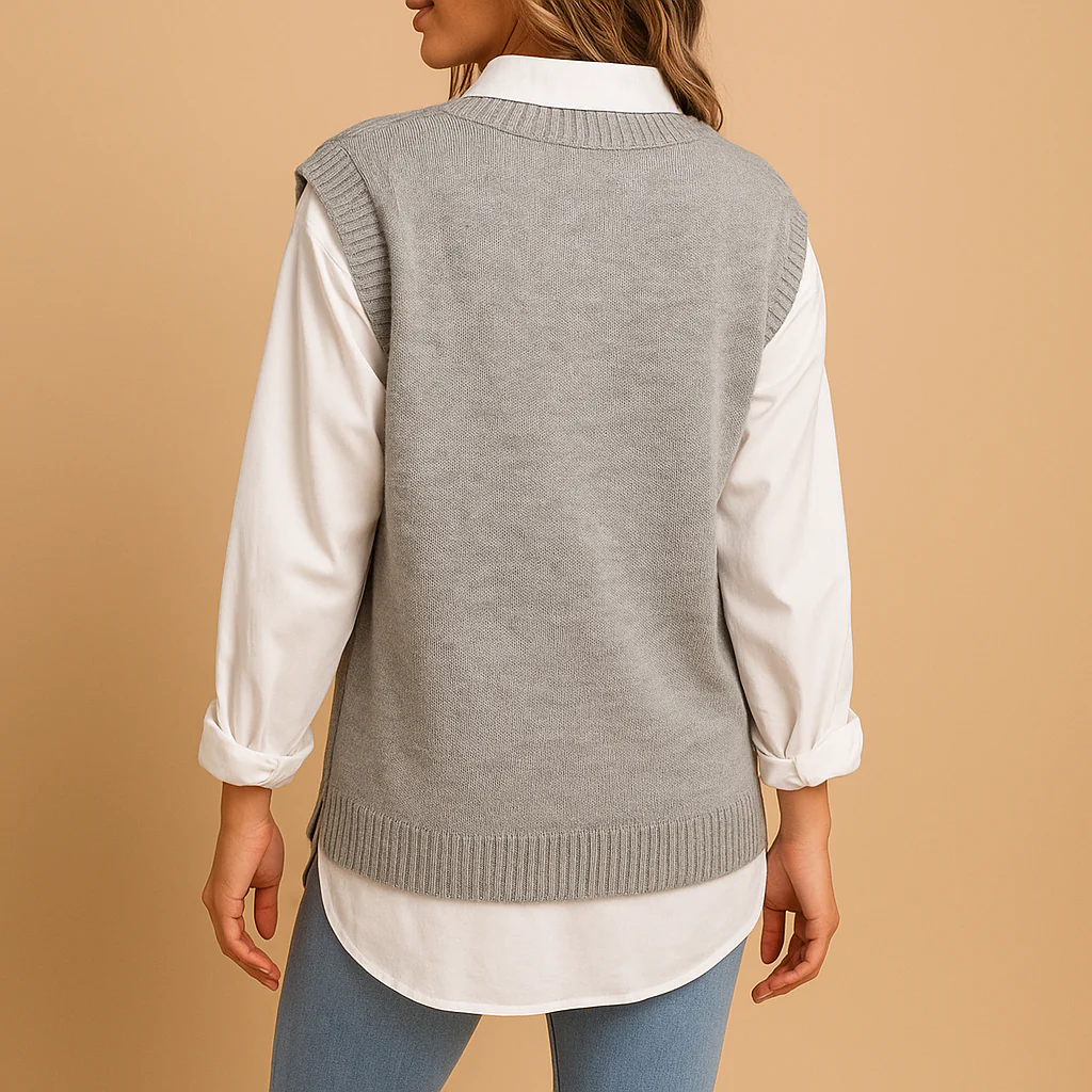 Mouwloos kabelgebreid V-hals vest voor dames | Marit - Afbeelding 5