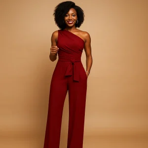 One-shoulder jumpsuit met wijde pijpen voor dames | Femke