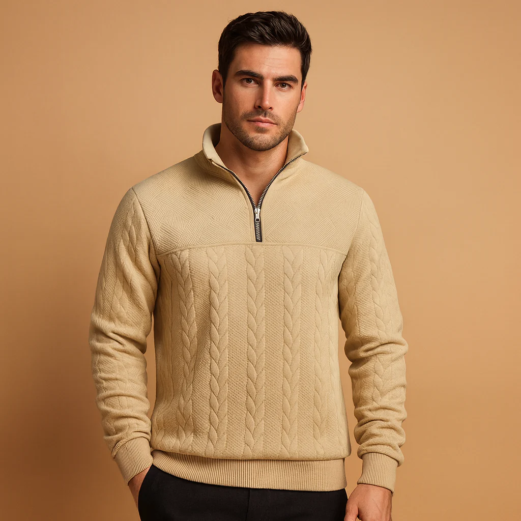 Pullover met kwart rits en relaxed fit voor heren | Ruben - Afbeelding 2