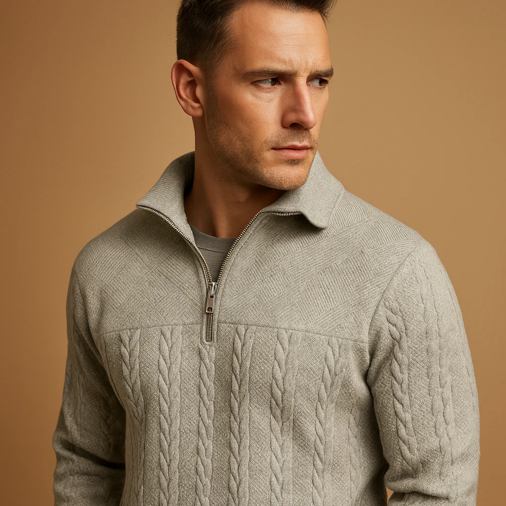Pullover met kwart rits en relaxed fit voor heren | Ruben - Afbeelding 4